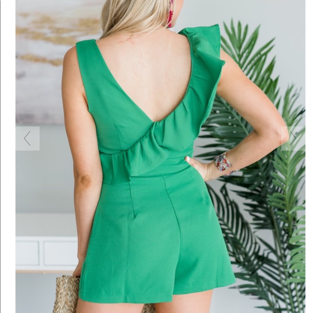 Green Ruffled Romper - Picture 3 of 3